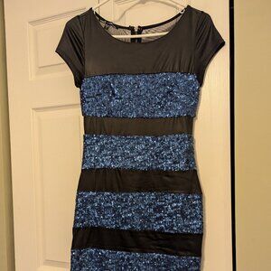 Short-sleeve sequin party dress